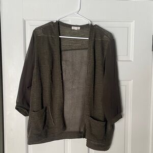 Silence + Noise Olive Green Cardigan